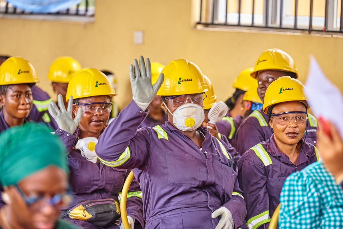 Beneficiaries of the BuildHer initiative showcasing their skills