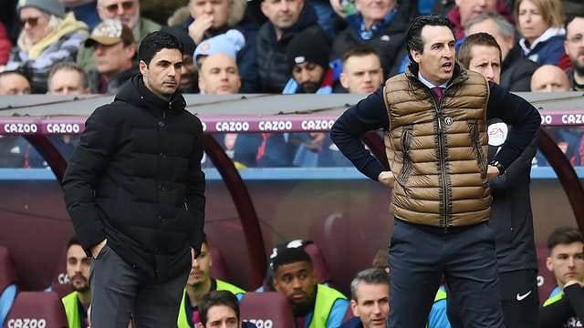 Aston Villa in action against Arsenal FC in the Premier League