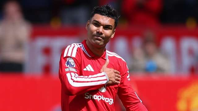 Casemiro in action during his final home game for Manchester United