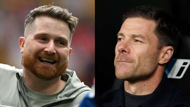 Calum McFarlane and Xabi Alonso in a split-screen graphic
