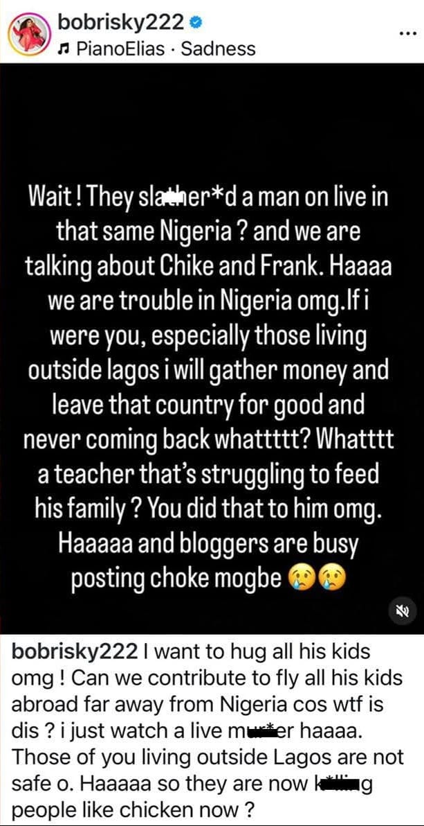 Image of a social media post condemning the killing