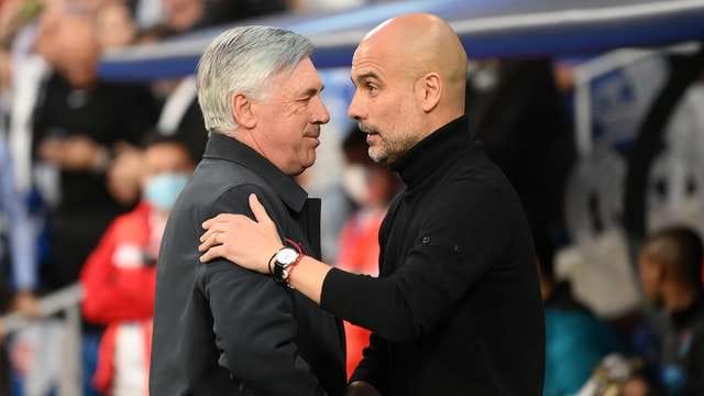 Pep Guardiola and Carlo Ancelotti, two of football's most decorated managers.