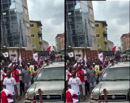 Lagos Island Painted Red as Arsenal Fans Celebrate Historic Premier League Win