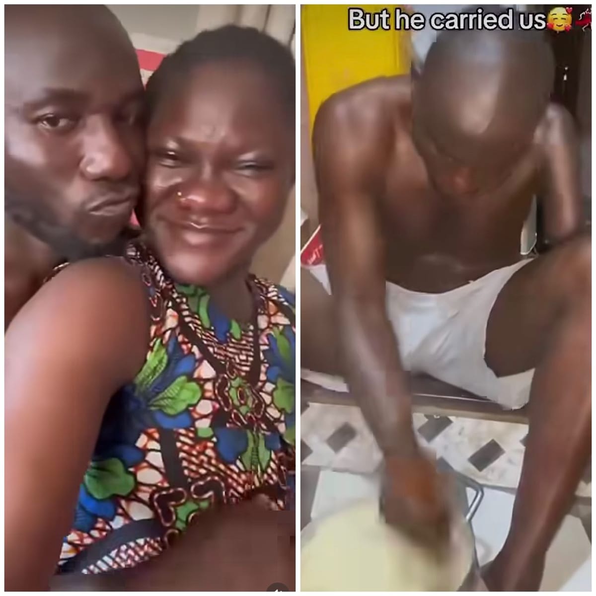 Lady shares heartwarming video showing how her differently enabled husband pampered her during pregnancy