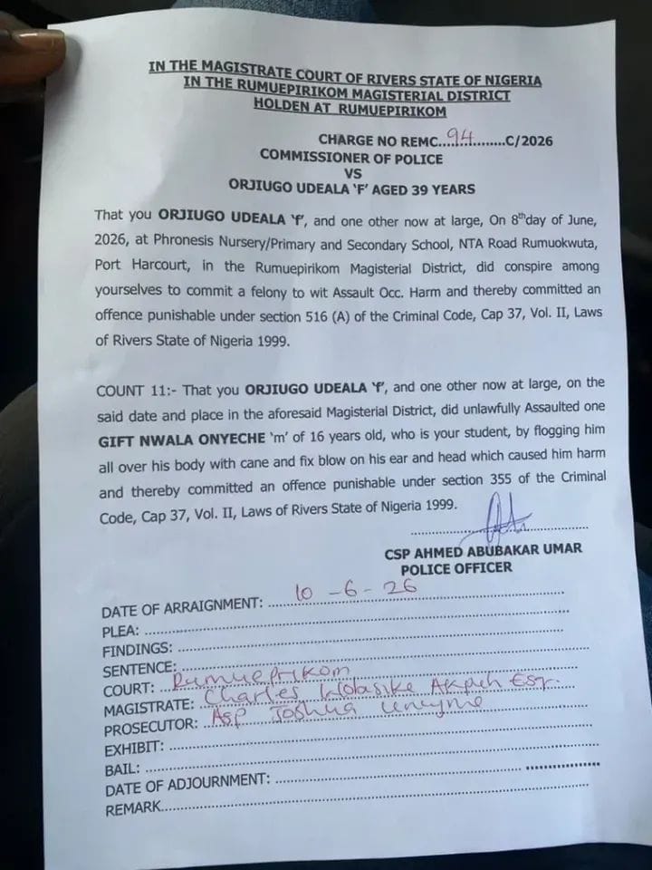 Police arraign Rivers school proprietress for allegedly assaulting 16-year-old student