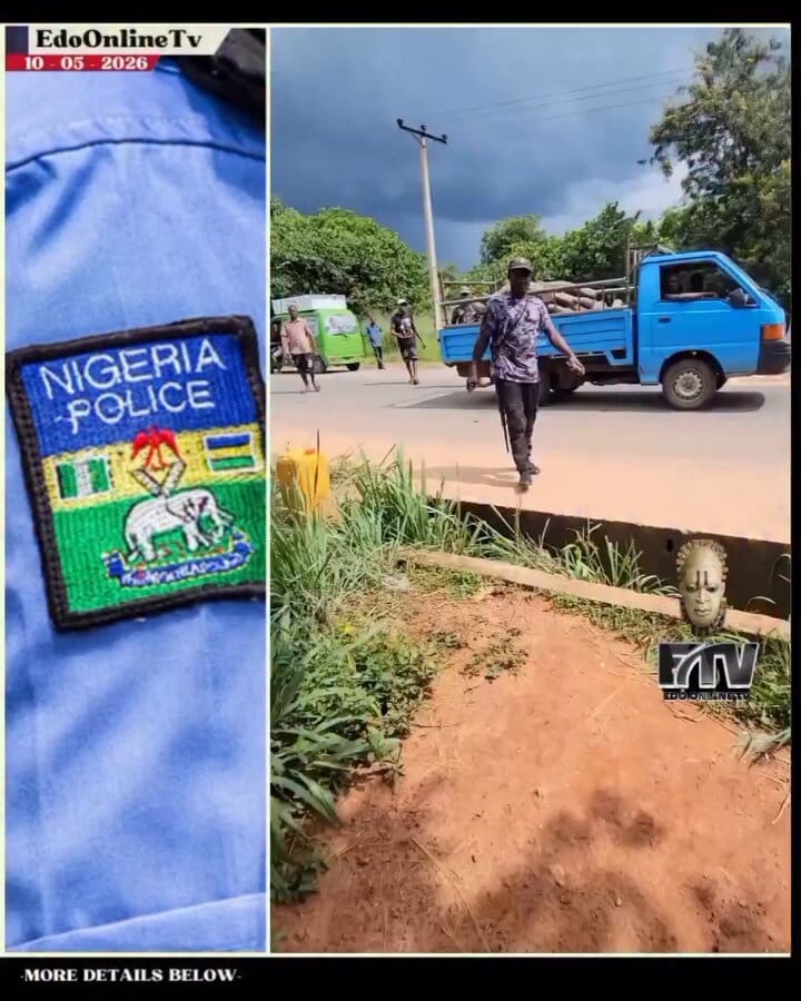 Few days after the IGP says all Policemen must have a name tag, a Nigerian police officer without a 
