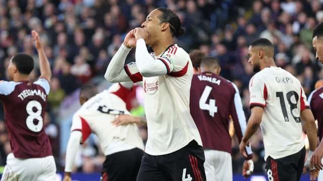 Football action during the Premier League match between Aston Villa and Liverpool.