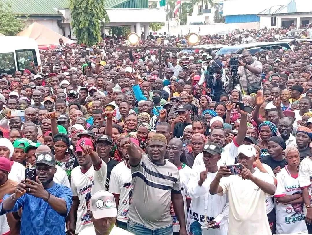PDP National Deputy Chairman, Yusuf Agirikwe, speaking to party faithful during the campaign event in Nasarawa State.