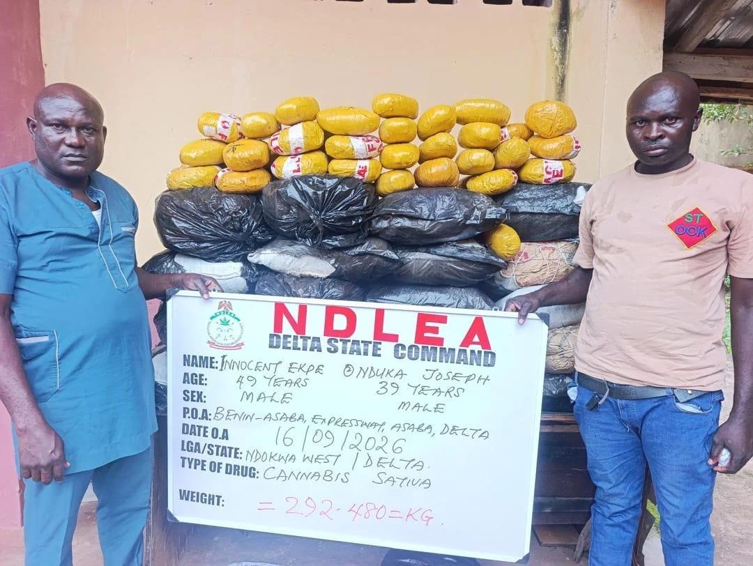 Suspects apprehended by the NDLEA in connection with drug trafficking and related offenses.