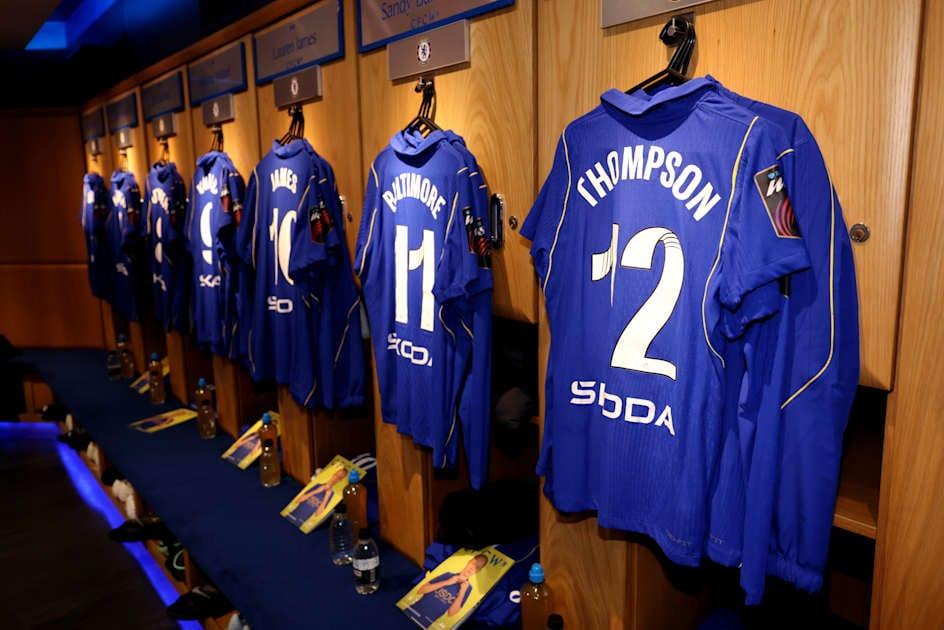 Graphic displaying the confirmed Chelsea Women's lineup for the Tottenham Hotspur match.