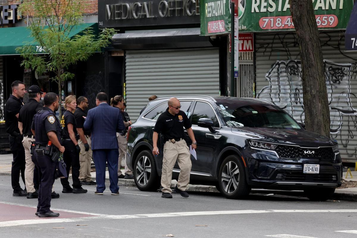 The scene of the Crown Heights incident where an NYPD detective was accidentally shot by friendly fire.