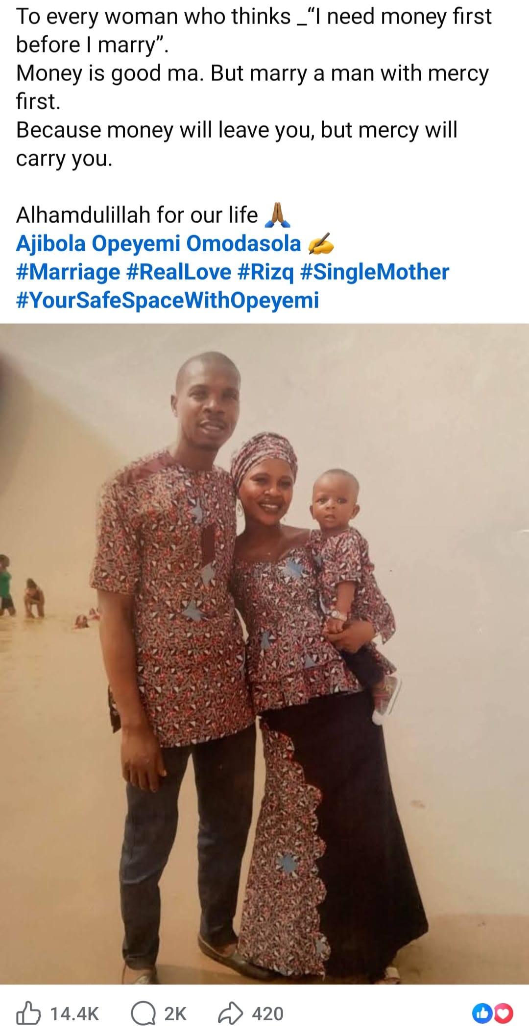 An individual sharing her inspiring story of enduring love and respect in a financially modest marriage.