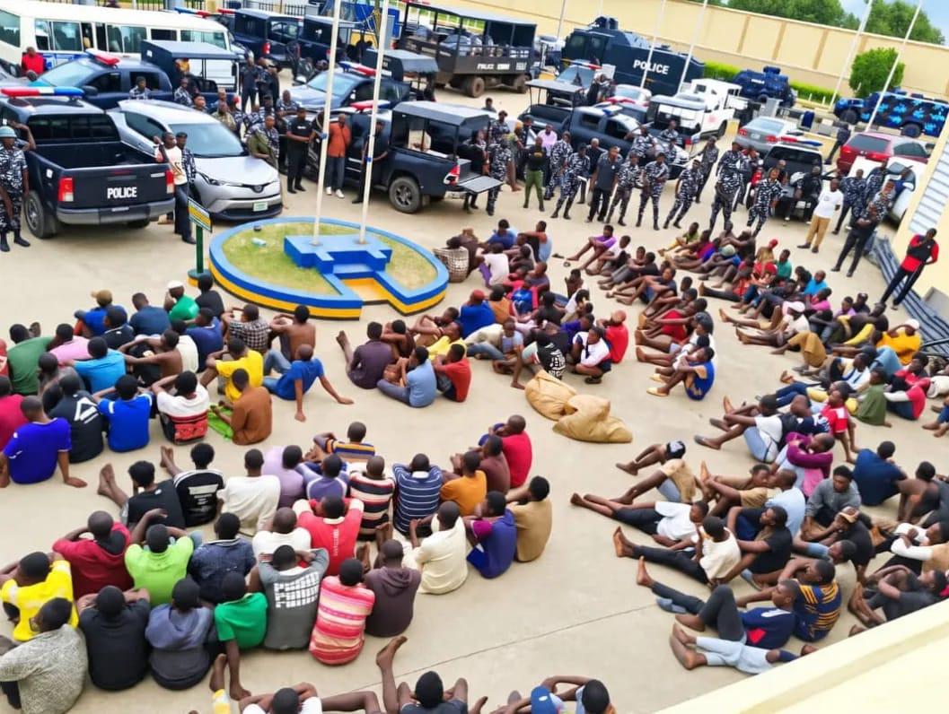 Suspects apprehended by FCT Police during the recent raid on criminal hideouts.