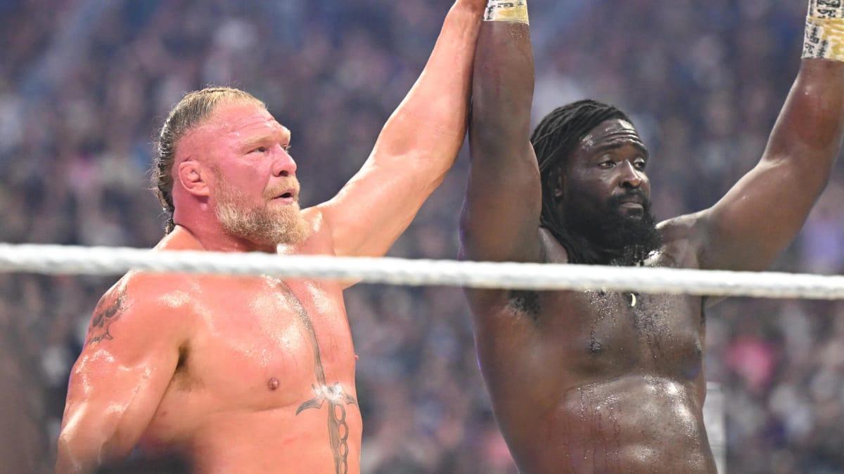 Oba Femi in action during his Hell in a Cell match against Brock Lesnar at SummerSlam