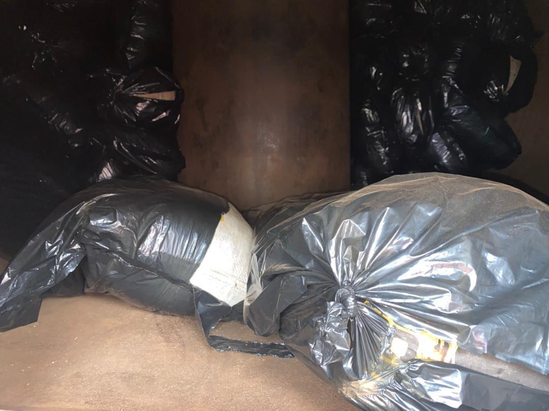 Bags of cannabis found concealed in the fuel tanker's false compartment.