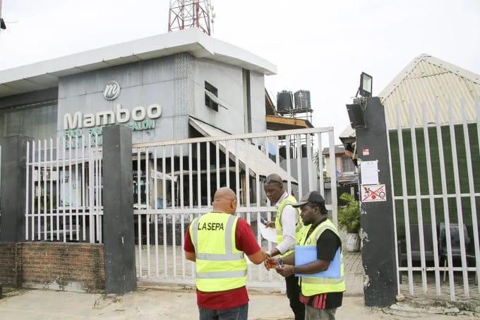 The sealed premises of Mamboo Food Lounge Fashion & Salon, one of the establishments affected by LASEPA's enforcement.