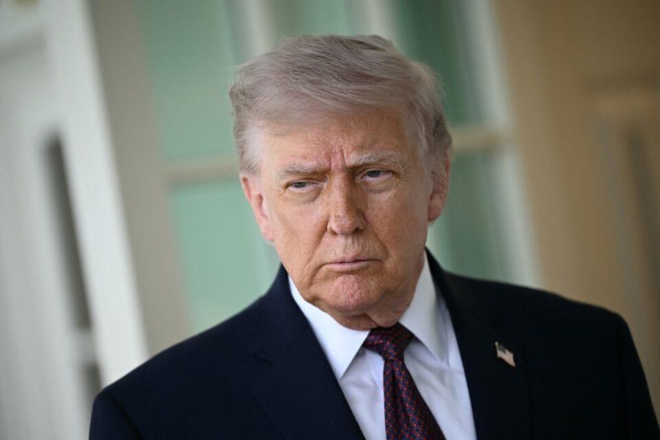 Former US President Donald Trump speaking at an event.
