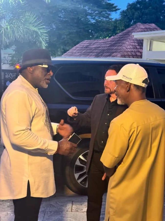 From left: Prof. Obiora Okonkwo, Chairman of United Nigeria Airlines; Prof. Justin Green, President of Global Alliance; and Dr. Ike Neliaku, President of NIPR, attending a dinner reception in Abuja.