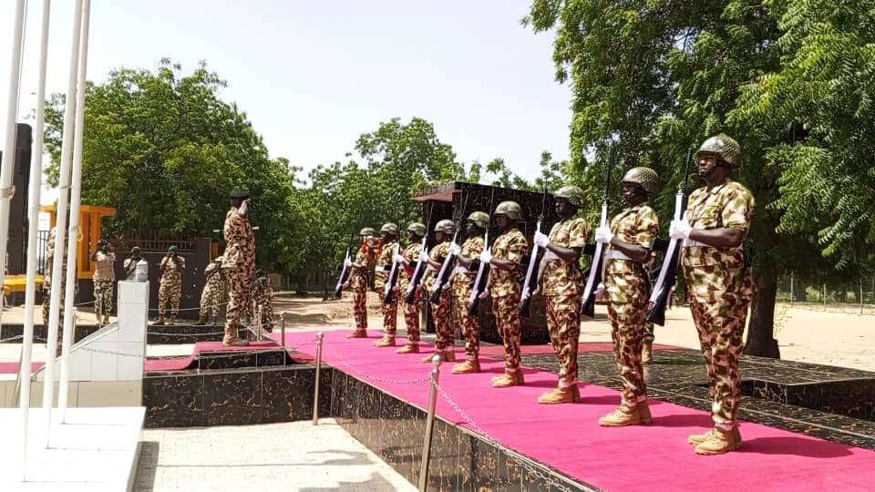 Lieutenant General Waidi Shuaibu at the headquarters of Northeast Joint Taskforce Operation Hadin Kai, Maimalari cantonment in Maiduguri, Borno State.