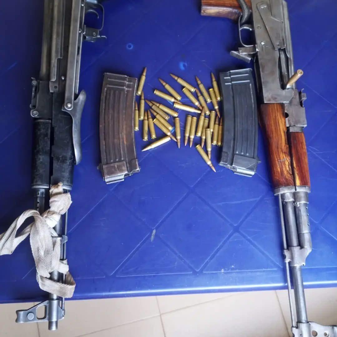 A Type 06 rifle, magazines, and ammunition seized during the arrest of an arms trafficking suspect.