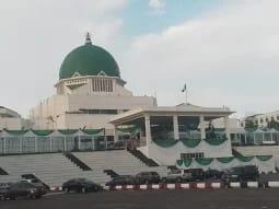 Exterior view of the National Assembly building in Nigeria.