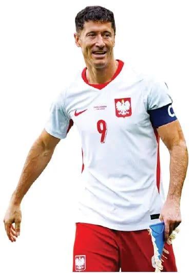 Polish striker Robert Lewandowski on the field.