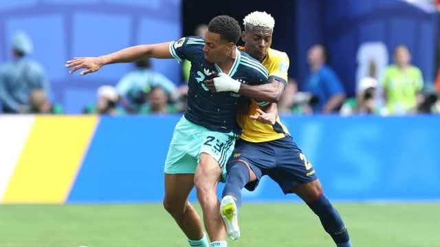 Felix Nmecha on the field for Germany against Ecuador.