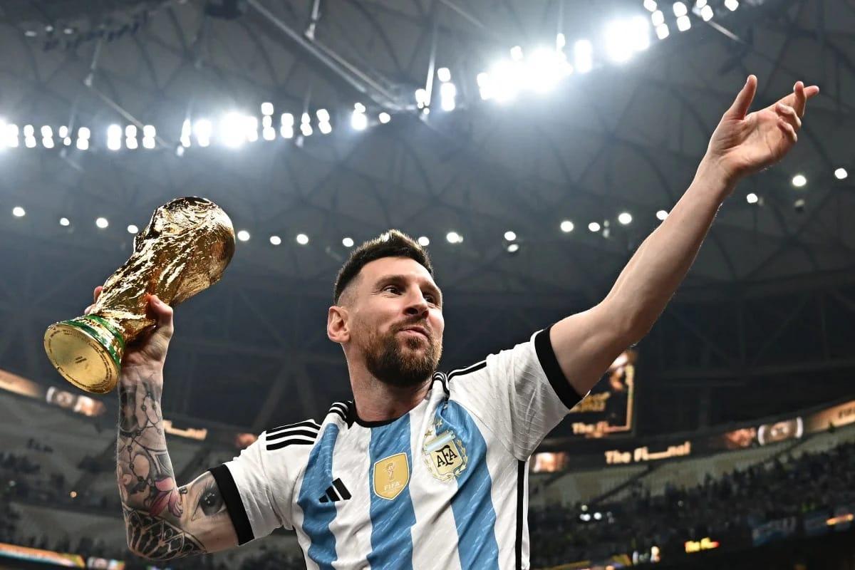 Argentina's captain and iconic number 10, Lionel Messi, showcasing his skills on the field.