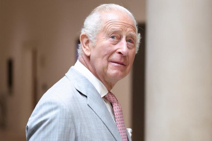King Charles III in an official portrait, looking composed.
