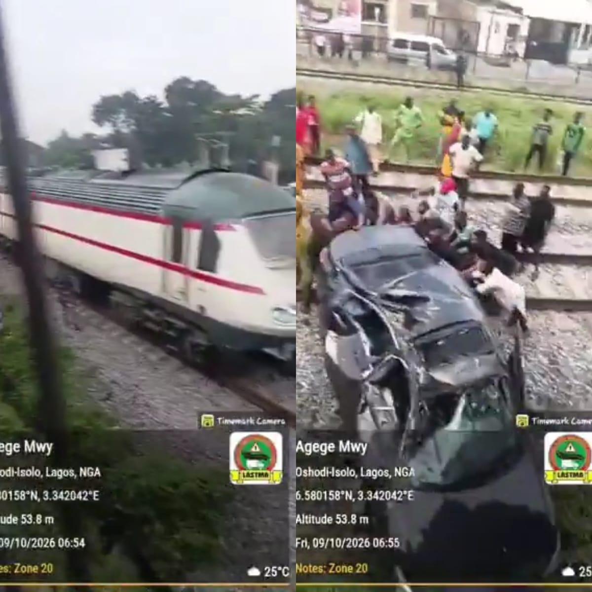 Lagos PWD Railway Crossing Sees Car-Train Collision