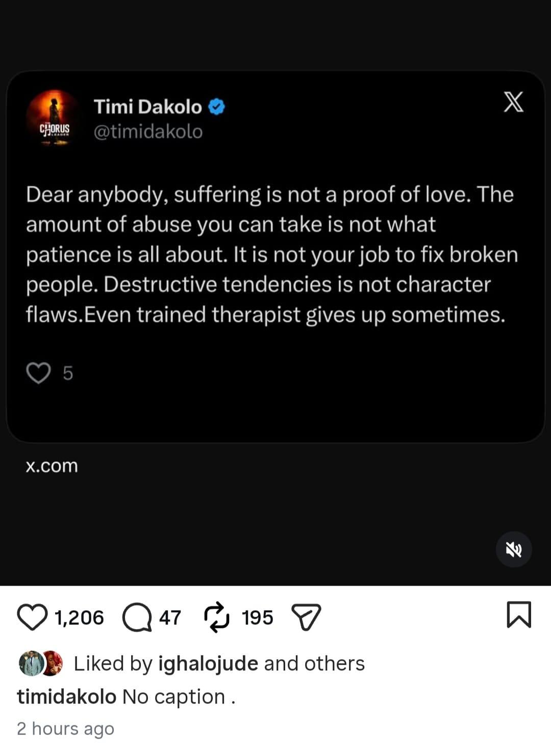 Timi Dakolo Warns: Enduring Abuse Isn't Love's True Test