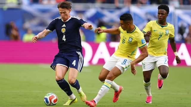 Action from the Group C FIFA World Cup 2026 qualifier match between Scotland and Brazil.
