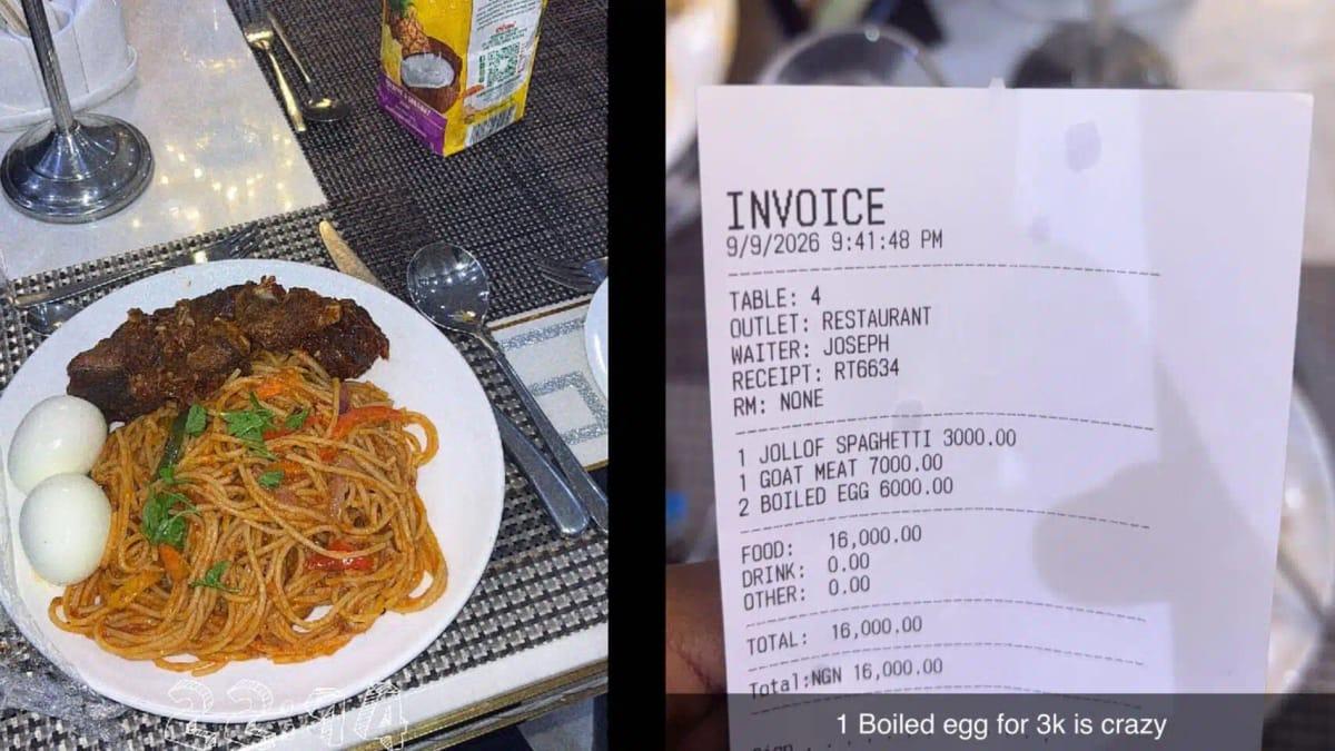 Outrage on X as Restaurant Bill for Two Boiled Eggs Hits ₦6,000