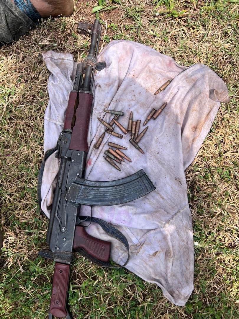 Recovered AK-47 rifle and ammunition from the kidnap syndicate.