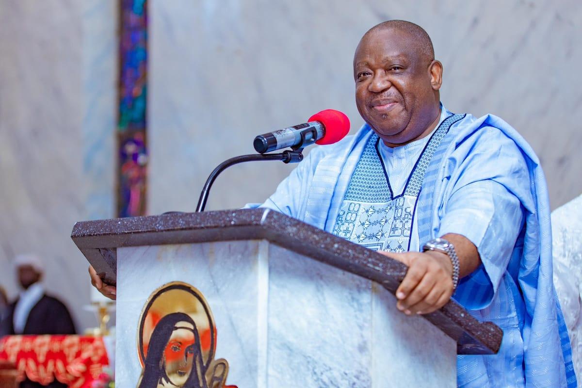 Governor Caleb Mutfwang of Plateau State addresses attendees during the security council meeting.