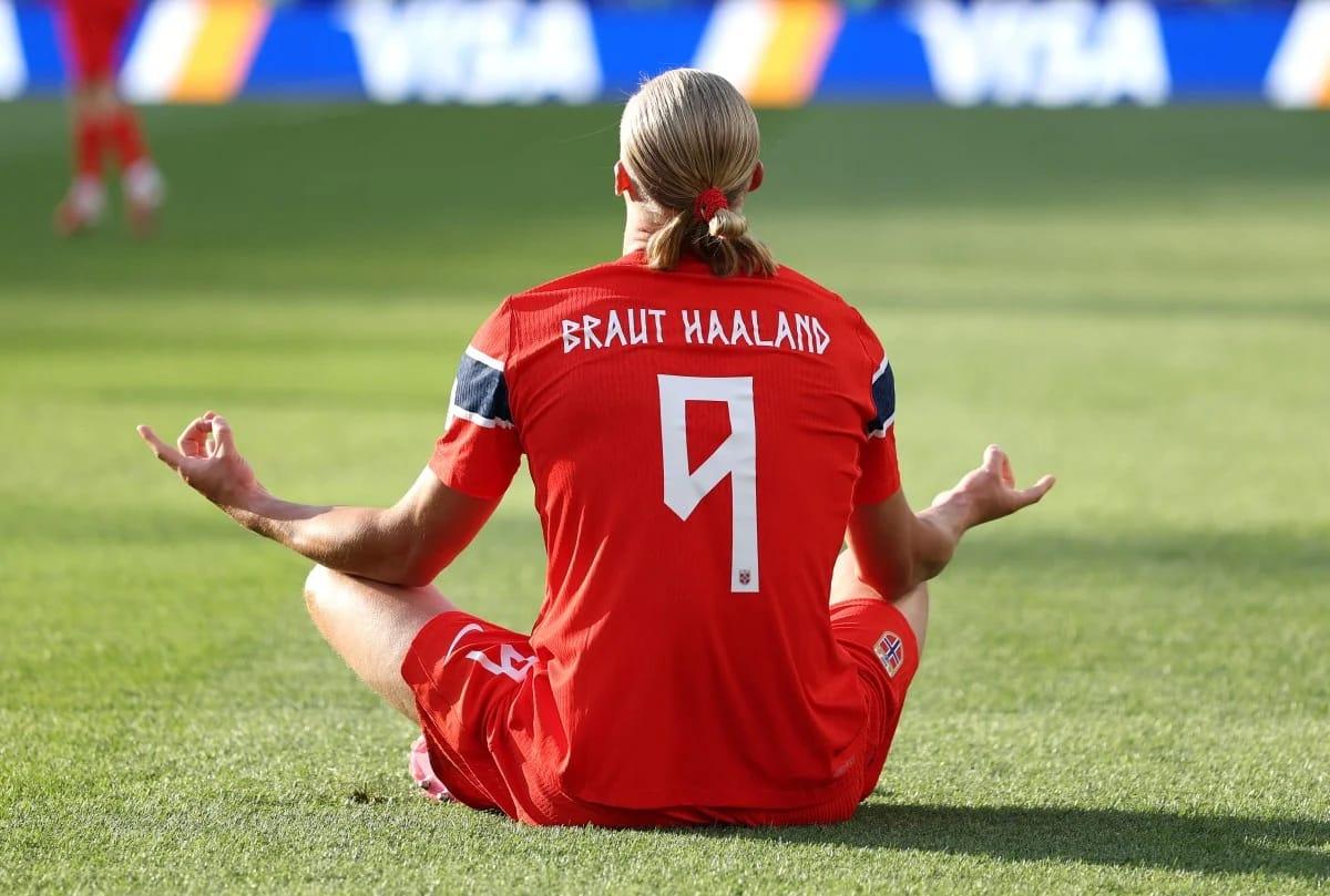 Erling Haaland of Norway celebrates after scoring a goal in a FIFA World Cup 2026 group stage fixture.