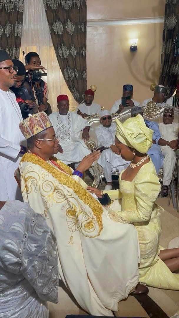 Senator Dangana Ocheja and his 18-year-old wife, Winifred, sharing a moment.