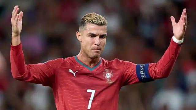 Portuguese star Cristiano Ronaldo in his national team jersey.
