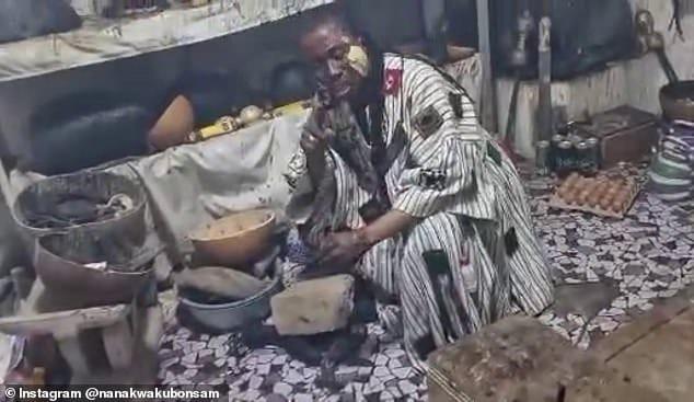 Ghanaian witch doctor Nana Kwaku Bonsam making a statement in a video.