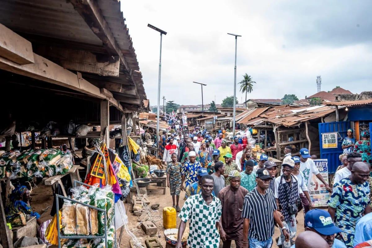An overview of the damaged Oranyan Market in Oyo State after the fire incident.