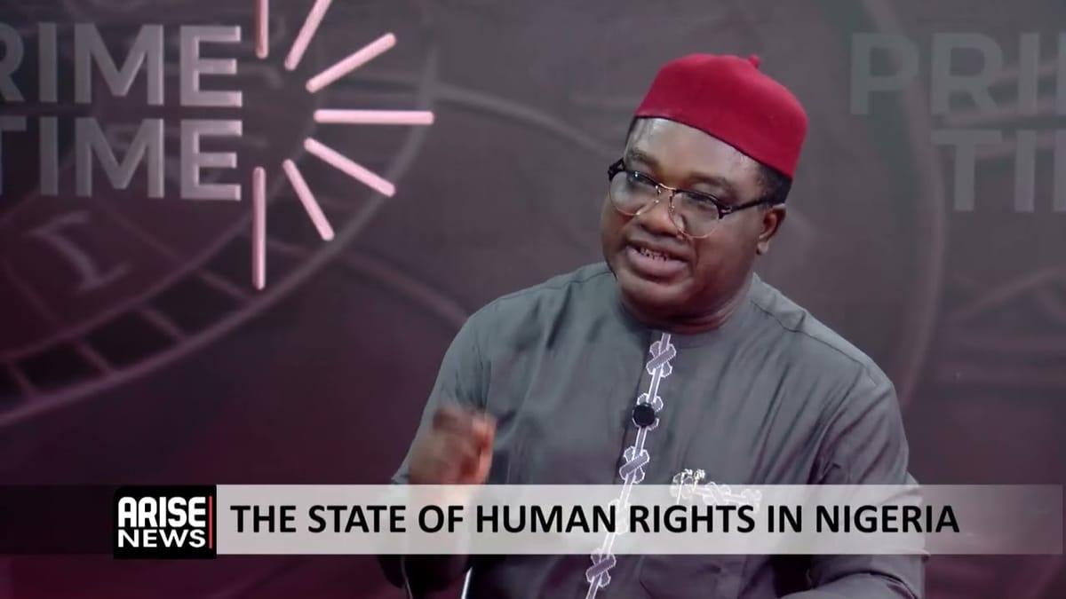A YouTube video player, likely from the ARISE NEWS interview featuring Chief Tony Ojukwu.