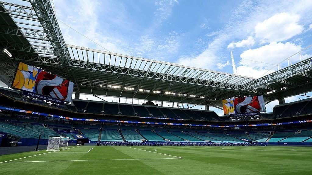 An aerial view inside Miami Stadium before a FIFA World Cup 2026 match.
