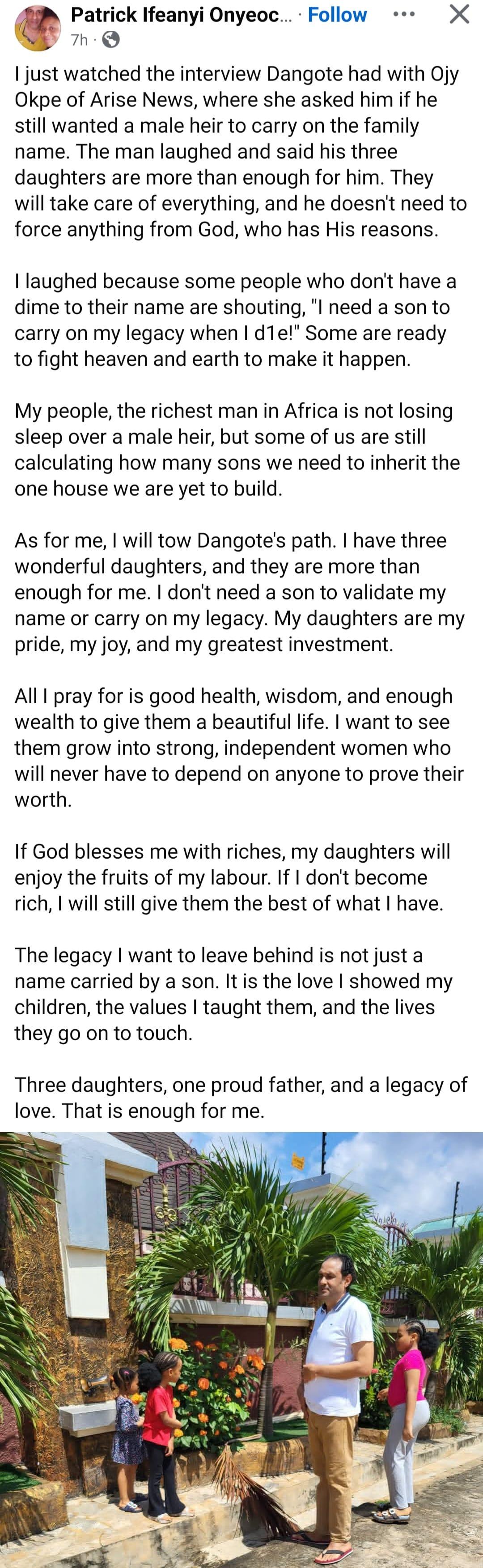 Actor Ifeanyi Patrick, a proud father of three daughters.