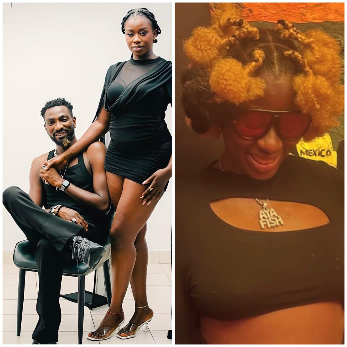 MC Fish's New Love, Gbemi, Dares Critics With Custom Neckpiece