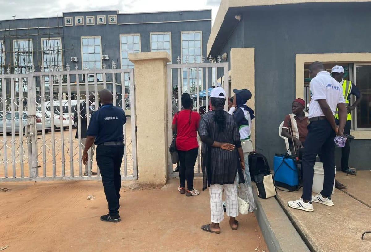 The main entrance of the Nasarawa State Internal Revenue Service office, locked to enforce punctuality.