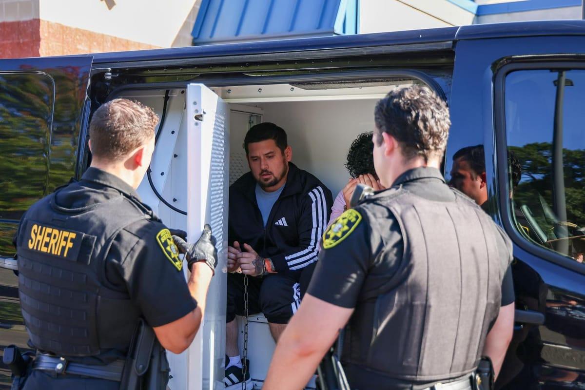 Sage Arias-Brown arrives in court for his arraignment.