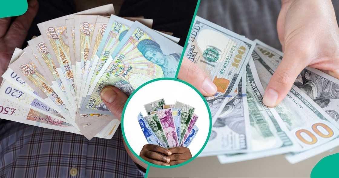 A chart or graph depicting currency exchange rates, illustrating the naira's performance against the dollar, pound, and euro.