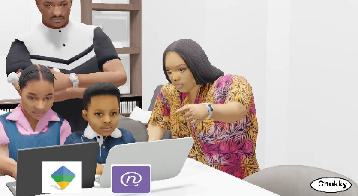 A parent monitoring their child's online activity
