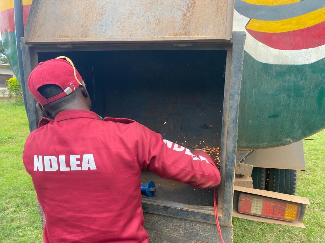 The 20,000-litre fuel tanker intercepted with hidden cannabis.