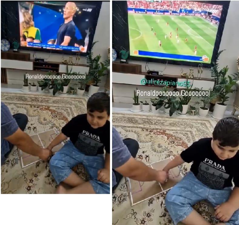 Father Guides Visually Impaired Son on Tactile Board to 'Watch' Ronaldo's Goal